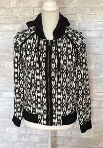 Empyre Hooded Jacket Size Small Black White Aztec Print Front Pockets Front Zip - Picture 1 of 5