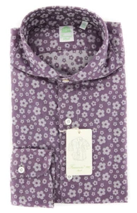 Finamore Napoli Purple Floral Shirt - Extra Slim - 16/41 - (F110182) - Picture 1 of 4