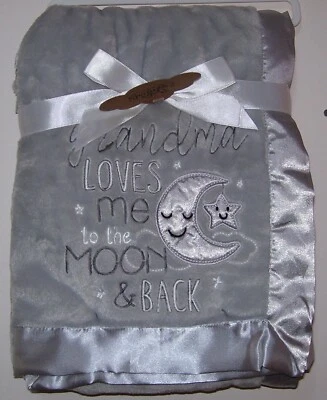 Baby Essentials Gray Soft Grandma Loves Me to the Moon & Back Baby Blanket - Image 1 of 2