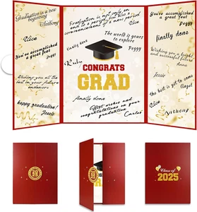2025 Graduation Party Decorations - Red Gold Class of 2025 Guest Book Alternativ - Picture 1 of 12