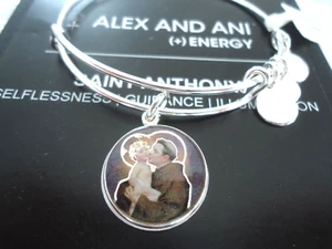 Alex und Ani HEILIGE, SAINT ANTHONY Armband glänzend Silber neu mit Etikett Karte & Box - Bild 1 von 8