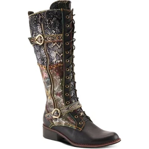 L'Artiste by Spring Step Womens Vanyek Leather Tall Boot - Black Multi, 35M NEW - Picture 1 of 8