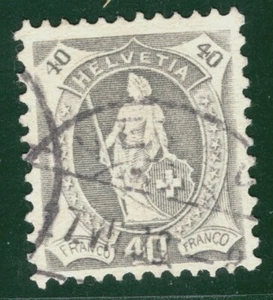 SWITZERLAND Helvetia Stamp Scott.108a 40c Grey CDS Used Cat $230+ ORANGE49 - Picture 1 of 6