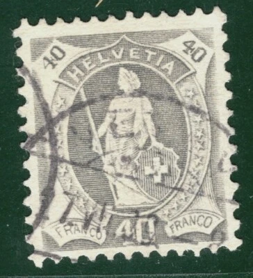 SWITZERLAND Helvetia Stamp Scott.108a 40c Grey CDS Used Cat $230+ ORANGE49 - Image 1 of 4