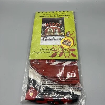 Casa rodante Evergreen nueva de gamuza grande bandera de 2 lados "Feliz Navidad" remolque árboles a cuadros Foto 1 de 4