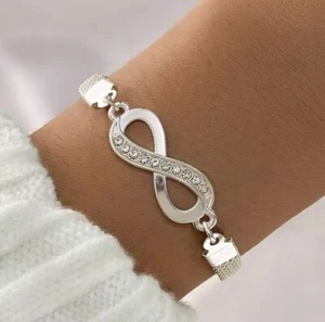 Womens Silver Braided Ladies Bracelet Solid Bangle Jewellery Charm - Picture 1 of 4