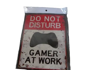 New Vintage Metal Sign Gamer At Work Do Not Disturb- Wall Or Door Plaque - Picture 1 of 8