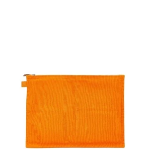 Hermes Bora GM Pouch Clutch Bag Orange Canvas Leather Women's HERMES - Picture 1 of 8