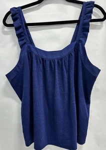 Banana Republic camicia donna blu navy senza maniche con volant taglia L - Foto 1 di 6