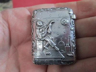 Antigua caja fuerte francesa esterlina / vesta - payaso y hombre en la luna escena #2 Foto 1 de 4