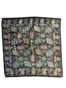 LIBERTY OF LONDON Vintage 100% Silk Scarf, Blue Green Purple , 23 x 23" ENGLAND - Picture 1 of 4