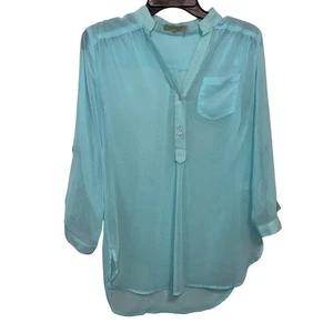 Fun2Fun Womens Sheer Light Aqua Blouse S - Picture 1 of 5