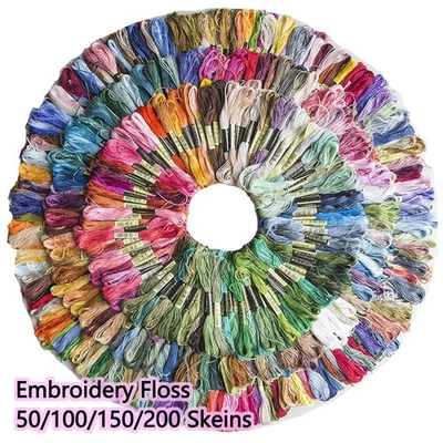 100 Embroidery Thread Cotton Stitch Braiding Skeins Craft Sewing Colour Cross - Image 1 of 4