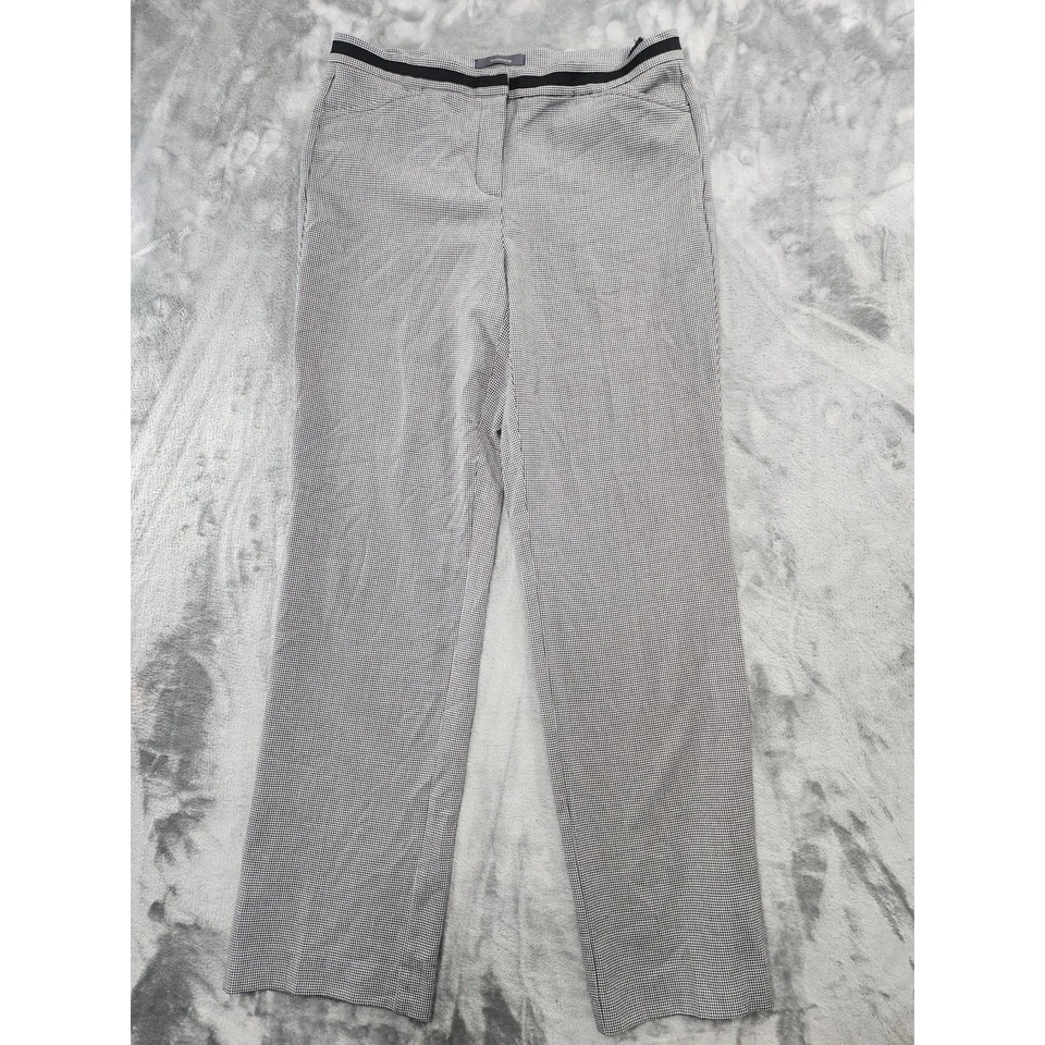 Pantalones Liz Claiborne para mujer 10 negros blancos pata de gallo Tabitha tiro alto recto Foto 1 de 4
