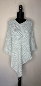 Chicos strukturierter geometrischer gewebter Strick Poncho Pullover Pulli Oberteil grau S/M - Bild 1 von 6