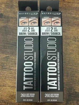 (2) pack Maybelline Tattoo Studio Waterproof Eyebrow BROW Gel - 260 Deep Brown - Image 1 of 3