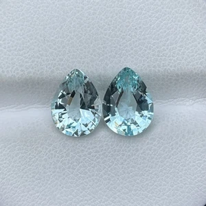 4.73 Ct Natural Blue Aquamarine Pair – Pear Shape Loose Gemstones for Earrings - Picture 1 of 6