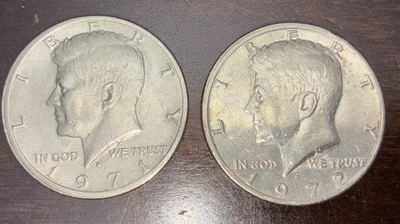 1971 d 1972 d Kennedy Half Dollar Coins 2pc Collection Off Center Mint Errors  - Image 1 of 4