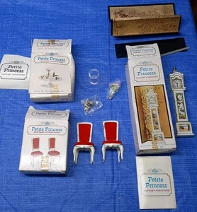 (3) Ideal Petite Princess Dollhouse Furniture Grandfather Clock Table Chairs - Bild 1 von 15