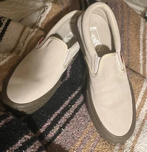 Vans Pro Khaki Oatmeal suede leather slip on deck shoe loafer Mens 7 and W 9 - Picture 1 of 8