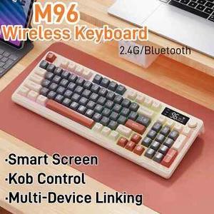M96 Wireless Keyboard with Screen,Gaming Keyboard Bluetooth Dual-Mode Connection - Picture 1 of 36