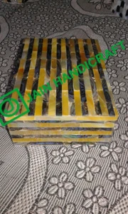 7"x5" Intarsien Malachit gelb Mopp Intarsien Marmor Schmuck Schmuckschatulle Geschenk - Bild 1 von 5