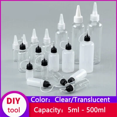 5ml - 500ml Clear/Translucent Plastic Bottles Lids Oil Squeeze Bottle Dispenser - Image 1 of 4