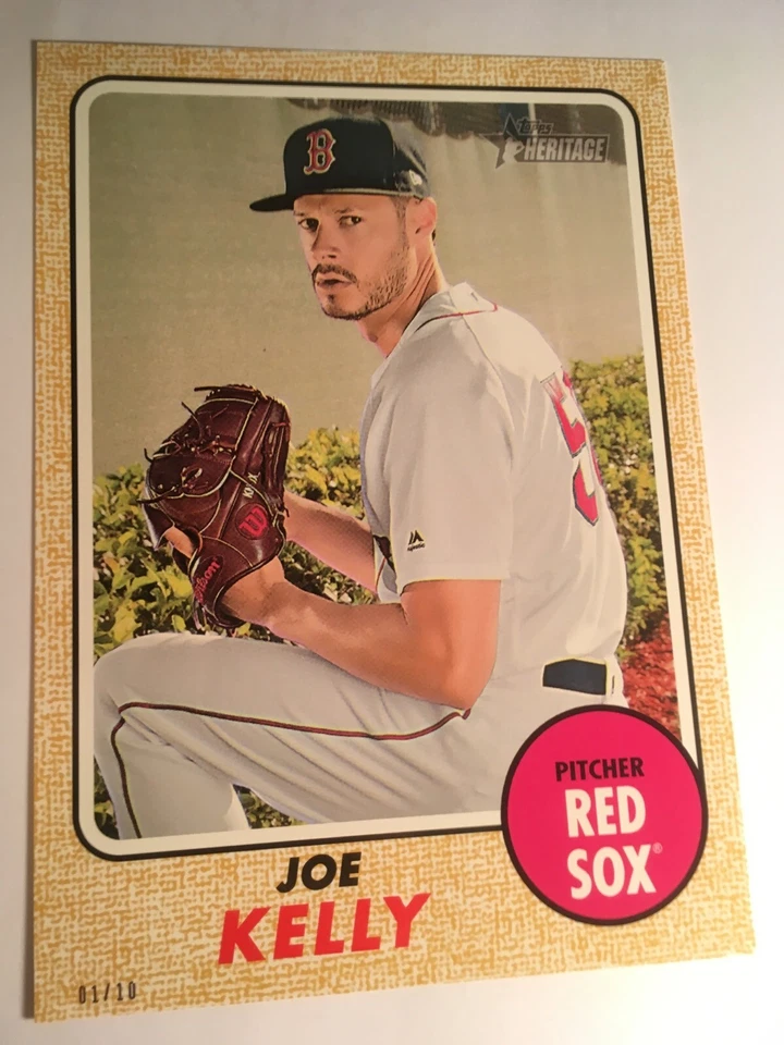 2017 Topps Heritage High Number 5x7 Joe Kelly Red Sox 620 #'d 01/10 Gold - Image 1 of 1