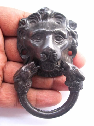 VINTAGE ANTIQUE STYLE HAND MADE SOLID BRASS LION SMALL DOOR KNOCKER HANDLE Cover