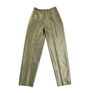 Pantalones Pantalón Nira Nira Vintage Rubio Dorado 100% Seda Slubbed Tiro Alto Nuevos con Etiquetas S - Imagen 1 de 4