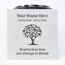 Personalised Memorial Graveside Flower Rose Bowl Vase Hearts That Love Bloom