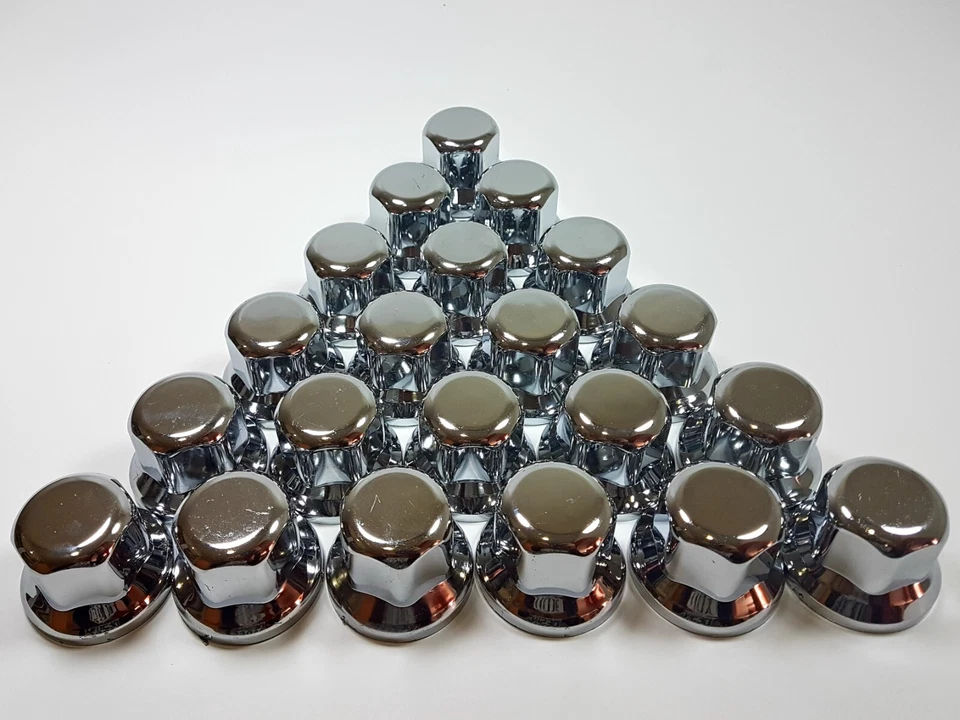 60x 32mm Plastic CHROME Wheel Nut Cover Caps Lux fit Truck Scania Mercedes Volvo - Image 1 of 4