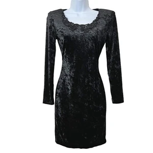 All That Jazz Vintage Y2K Whimsigoth Dress Womens S Black Witchy Crushed Velvet - Picture 1 of 7