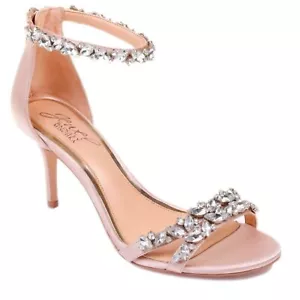 Badgley Mischka Caroline blush satin jewel Embellished ankle strap Shoe 8.5 - Picture 1 of 16