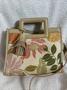 Vintage Linen & Leather Spartina Floral Box  Purse- This Is FINE For Autumn** - Picture 1 of 10