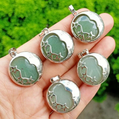20pcs Green Aventurine Stone Pendants Moon Star Chakra Reiki Healing Amulet - Image 1 of 3