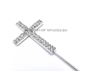 Diamant Silber Kreuz Kommunion Taufe Tortenaufleger 2-reihig D4 - Bild 1 von 2