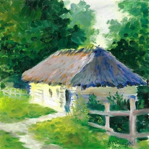 original painting 30 x 30 cm 46SmV artwork oil paints impressionism landscape - Picture 1 of 3