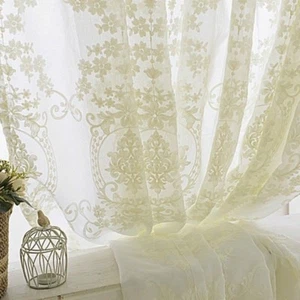 Embroidery Curtain Fabric Crochet Net Lace Tulle Voile Panel Drape Divider White - Picture 1 of 6