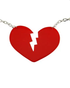 Large Broken Heart on Chain Necklace - Picture 1 of 2