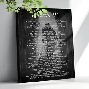 Psalm 91 Wall Art Inspirational Bible Verse Psalm 91 Wall Decor Christian Religi - Picture 1 of 12