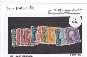 U.S.: Sc # 331-341, MNH (Re-gummed) (F34881) - Picture 1 of 1