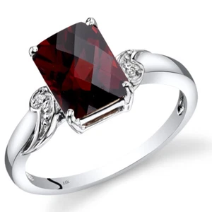 14K Weißgold Granat Diamantring Strahlender Schliff 2,75 Karat Größe 7 - Bild 1 von 2