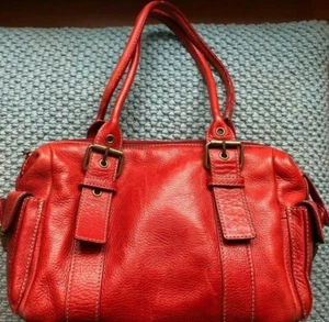 Hype Red Leather Satchel - Medium Brick Red Thick Leather - Picture 1 of 9
