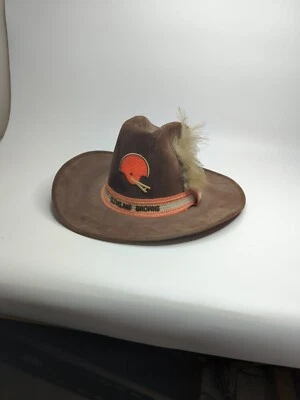 🔥🚨Vintage 70s 80s AJD Western Hat Suede Cowboy Cleveland Browns RARE!  - Imagem 1 de 4
