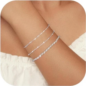 Armband Damen 925 Sterling Silber Armbänder Silver Armband Set Schlangen Glieder - Bild 1 von 9
