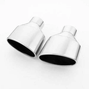 Puntas de escape de acero inoxidable de entrada de 2,75" pulidas ovaladas corte inclinado laminadas 8" L - Imagen 1 de 6