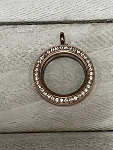 Origami Owl Retired Medium Rose Gold Twist With Crystals Locket - Picture 1 of 7