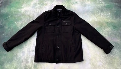 Abrigo Chaqueta Hombre Rock & Republic Negro Cremallera Botón Talla XL. Foto 1 de 4