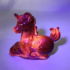 Boyd Glass Lucky The Unicorn Figurine #9 Bermuda Figure UV Light Reactive - Picture 1 of 8